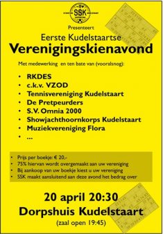 VERENIGINGSKIENAVOND OP 20 april a.s.